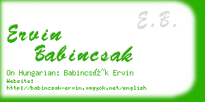 ervin babincsak business card